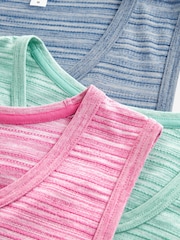 Blue/Pink/Mint Green 3 Pack Summer Front Print Graphic Vests - Image 8 of 9