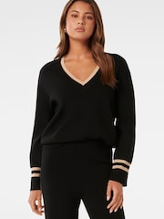 Forever New Black Hattie V-Neck Co-Ord Knit Jumper - Image 1 of 5