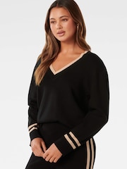 Forever New Black Hattie V-Neck Co-Ord Knit Jumper - Image 4 of 5