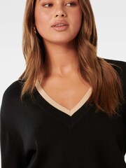 Forever New Black Hattie V-Neck Co-Ord Knit Jumper - Image 5 of 5