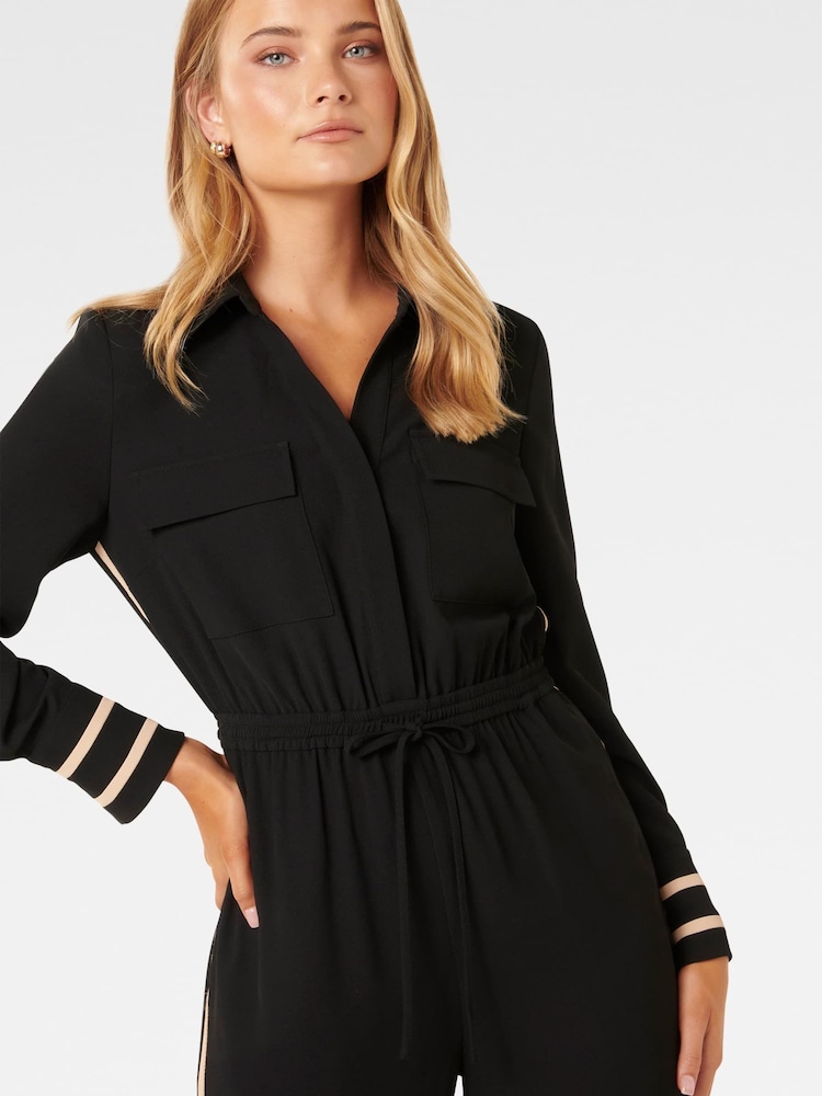 Forever New Black Asher Side Stripe Jumpsuit - Image 4 of 4