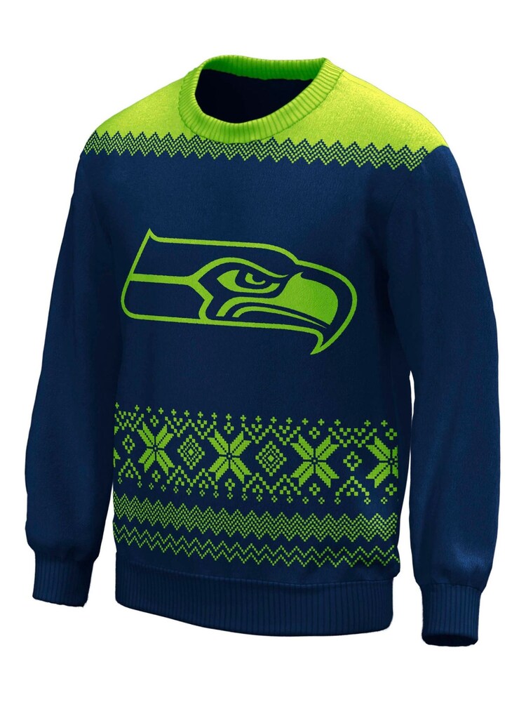 Fanatics Blue NFL Seattle Seahawks Forever Collectibles Christmas Jumper - Image 2 of 3