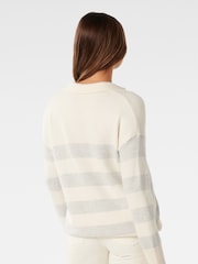 Forever New White Nicole Striped Polo Collar Jumper - Image 2 of 5