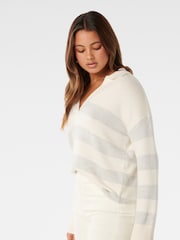 Forever New White Nicole Striped Polo Collar Jumper - Image 4 of 5