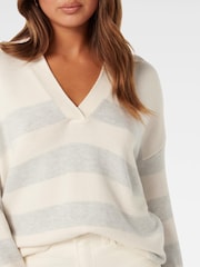 Forever New White Nicole Striped Polo Collar Jumper - Image 5 of 5