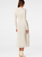 Forever New Cream Molly Pleat Hem Polo Collar Knit Dress - Image 2 of 4
