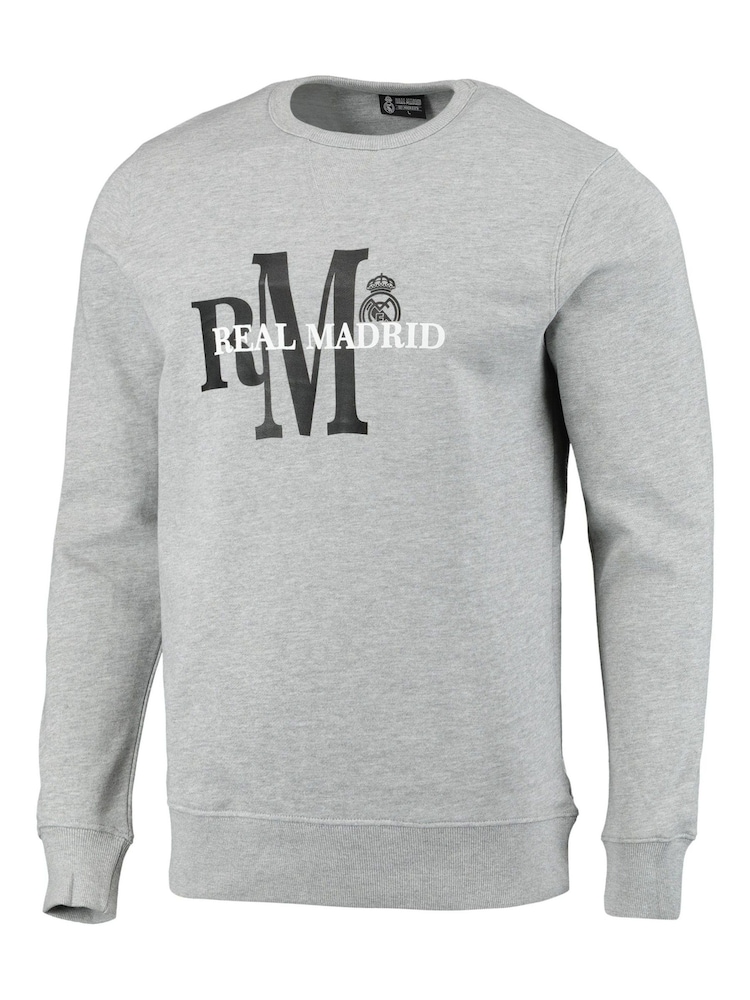 Fanatics Grey Real Madrid Graphic Crew Sweater - Image 2 of 3