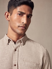 Stone Natural Brushed Texture 100% Cotton Long Sleeve Shirt - Image 1 of 6