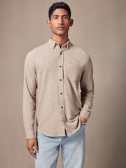 Stone Natural Brushed Texture 100% Cotton Long Sleeve Shirt - Image 3 of 6
