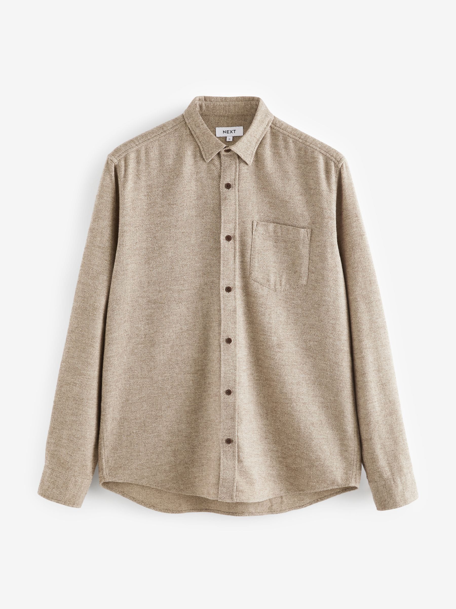 Buy Stone Natural Brushed Texture 100% Cotton Long Sleeve Shirt from the  Next UK online shop