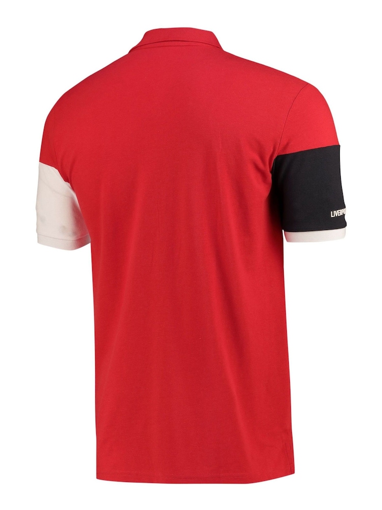 Fanatics Red Liverpool Colour Block 100% Cotton Polo Shirt - Image 2 of 3 Fanatics Red Liverpool Colour Block 100% Cotton Polo Shirt - Image 2 of 3