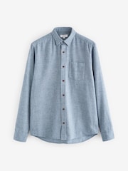 Light Blue Brushed Texture 100% Cotton Long Sleeve Shirt - Image 4 of 6