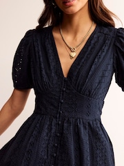 Boden Black Broderie Midi Tea Dress - Image 2 of 5