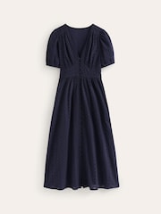 Boden Black Broderie Midi Tea Dress - Image 5 of 5