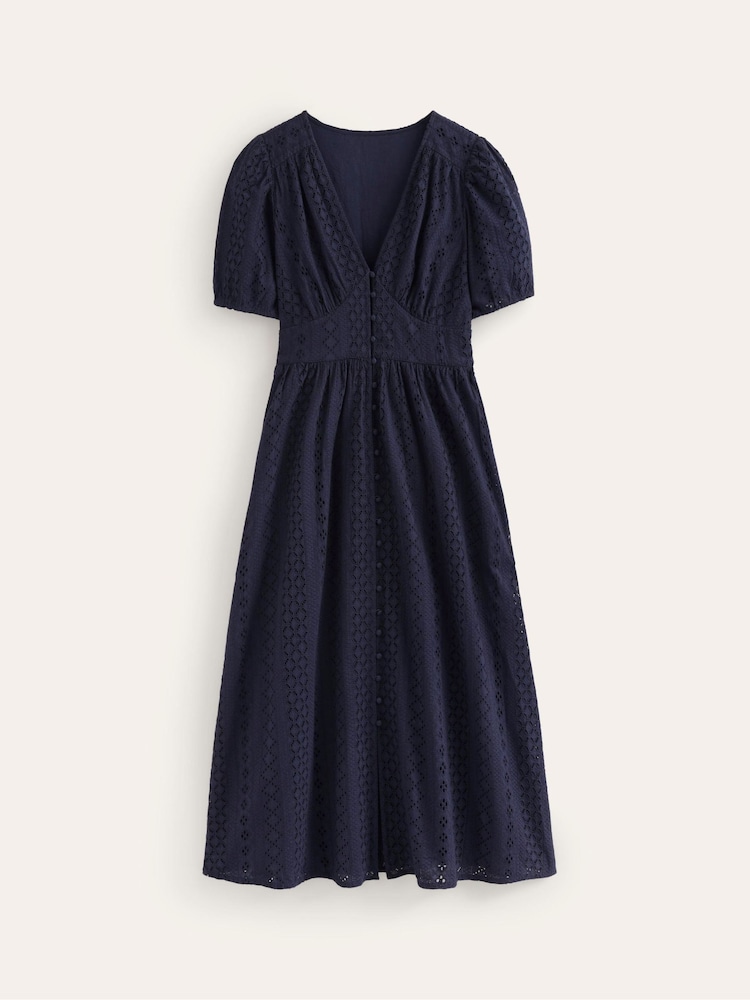 Boden Black Broderie Midi Tea Dress - Image 5 of 5