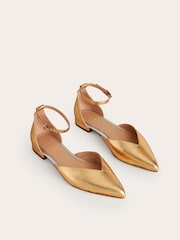Boden Gold Ankle Strap Point Flats - Image 3 of 4
