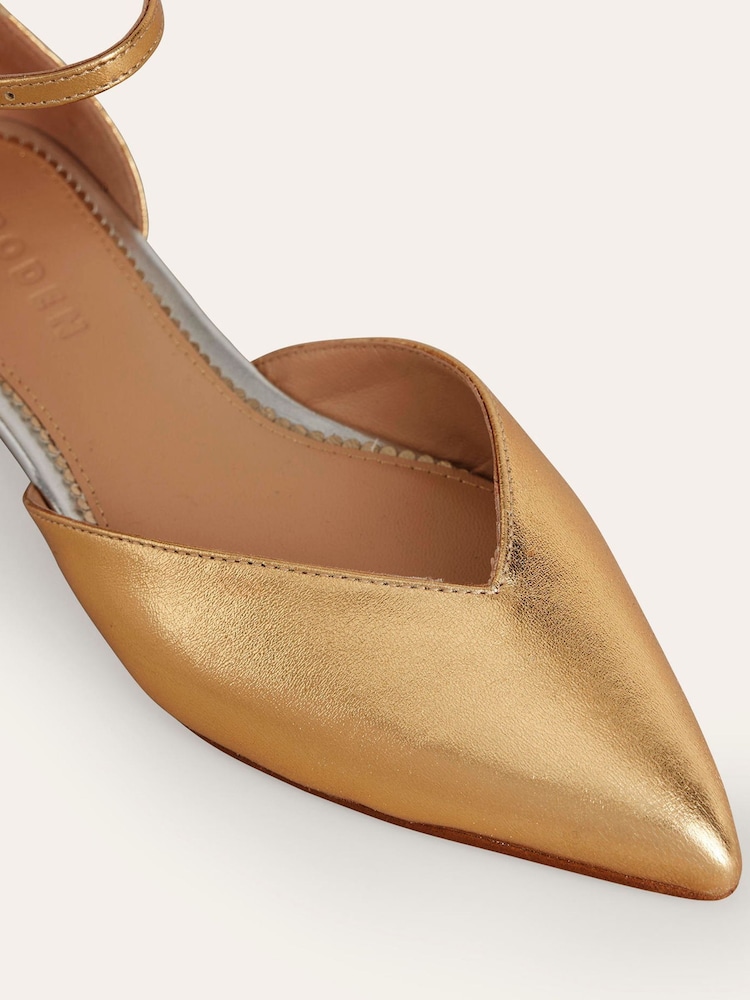 Boden Gold Ankle Strap Point Flats - Image 4 of 4