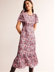 Boden Pink Tiered Flutter Tea Dress - Image 2 of 6
