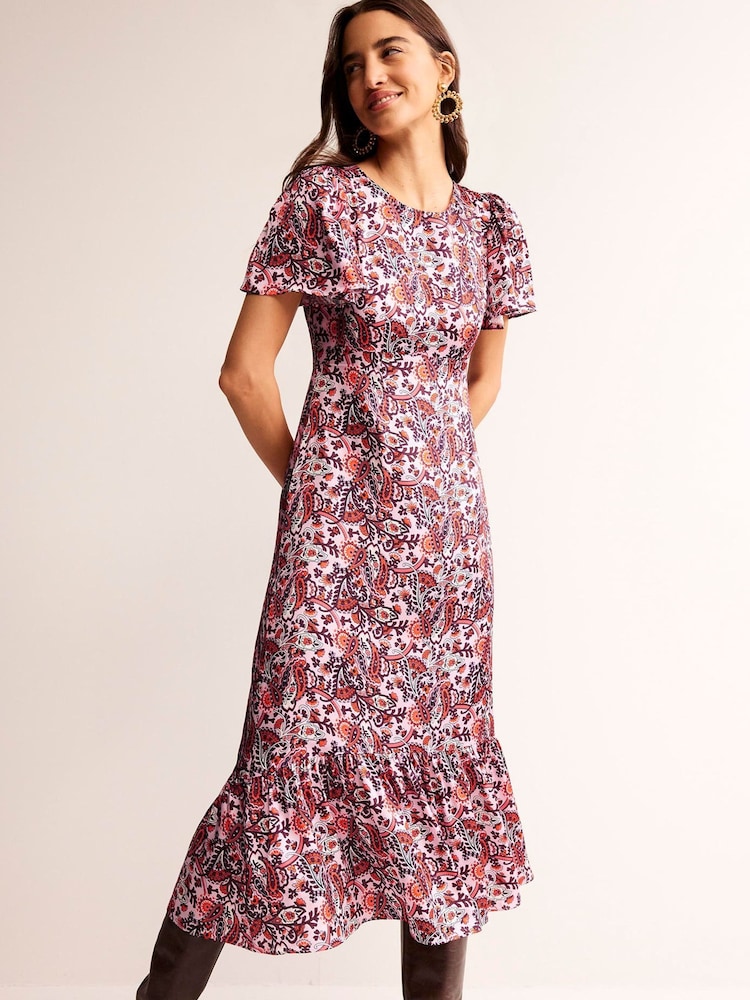 Boden Pink Tiered Flutter Tea Dress - Image 2 of 6