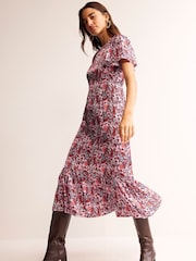 Boden Pink Tiered Flutter Tea Dress - Image 4 of 6