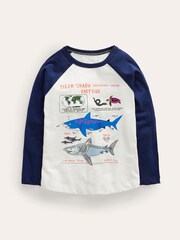 Boden Cream Raglan Fact File T-Shirt - Image 1 of 3
