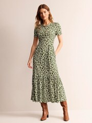 Boden Green Emma Tiered Jersey Midi Dress - Image 1 of 1
