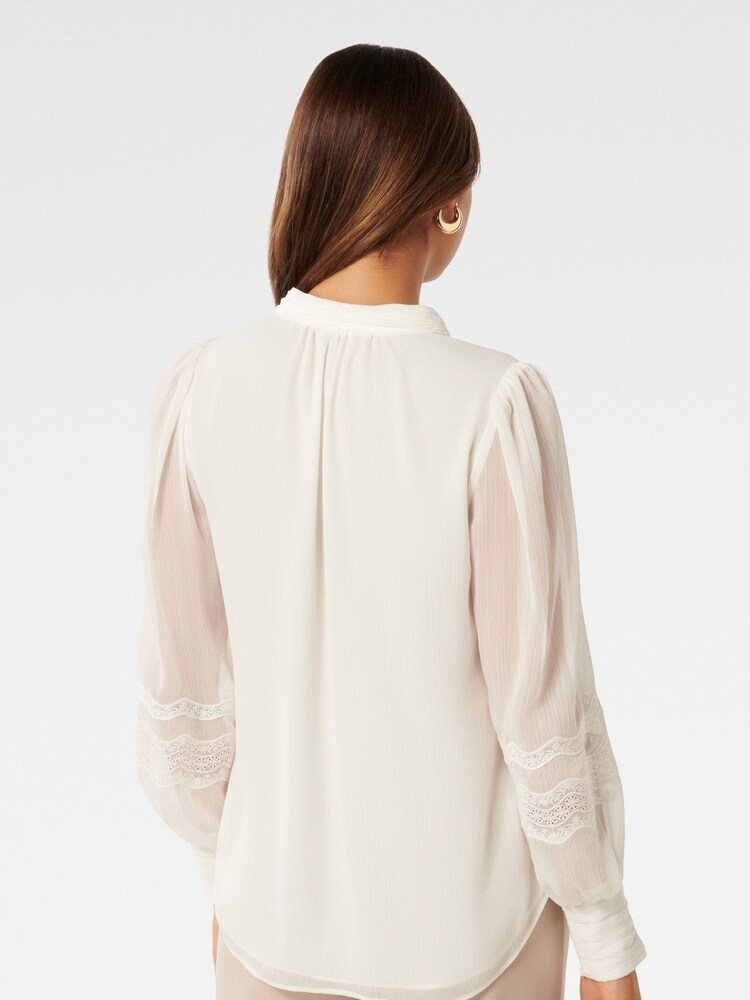 Forever New White Wendy Wave Trim Blouse - Image 2 of 5