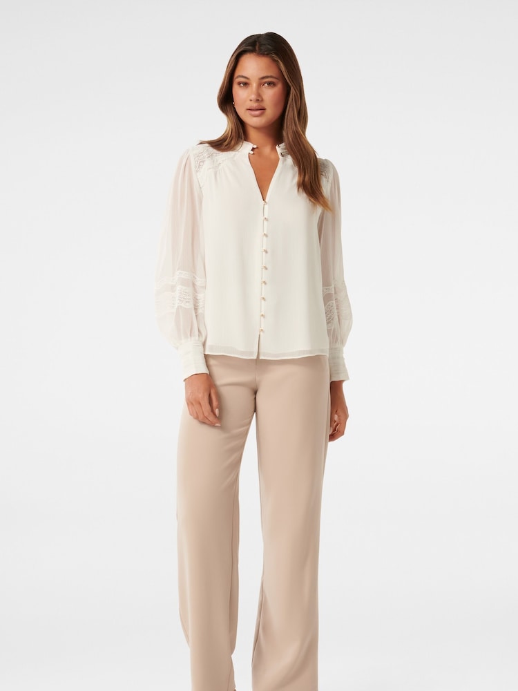 Forever New White Wendy Wave Trim Blouse - Image 3 of 5