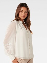 Forever New White Wendy Wave Trim Blouse - Image 4 of 5