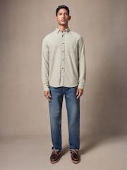 Green Brushed Texture 100% Cotton Long Sleeve Shirt - Image 2 of 7