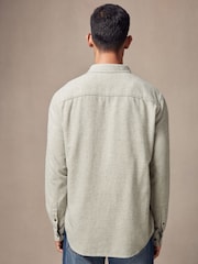 Green Brushed Texture 100% Cotton Long Sleeve Shirt - Image 3 of 7
