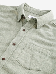 Green Brushed Texture 100% Cotton Long Sleeve Shirt - Image 6 of 7