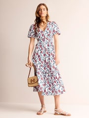 Boden Cream Eve Linen Midi Dress - Image 1 of 5