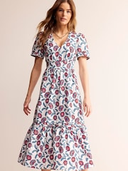 Boden Cream Eve Linen Midi Dress - Image 4 of 5