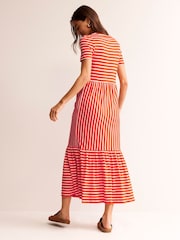 Boden Orange Emma Tiered Jersey Midi Dress - Image 2 of 6