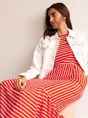 Boden Orange Emma Tiered Jersey Midi Dress - Image 4 of 6