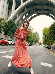 Boden Orange Emma Tiered Jersey Midi Dress - Image 5 of 6