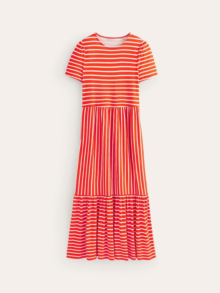 Boden Orange Emma Tiered Jersey Midi Dress - Image 6 of 6 Boden Orange Emma Tiered Jersey Midi Dress - Image 6 of 6
