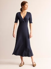 Boden Navy Rebecca Jersey Midi Tea Dress - Image 1 of 5