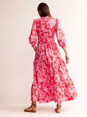 Boden Pink Alba Tiered 100% Cotton Maxi Dress - Image 2 of 7