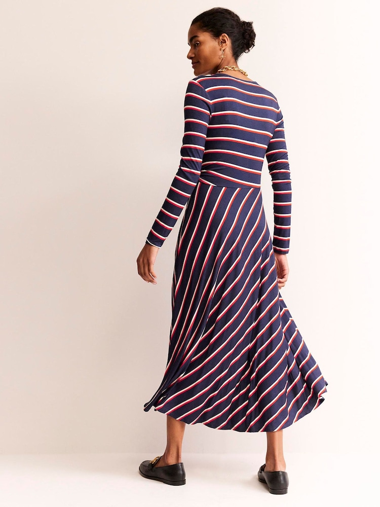 Boden Blue Hotch Stripe Jersey Midi Dress - Image 2 of 5