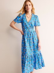 Boden Blue Eve Linen Midi Dress - Image 1 of 5