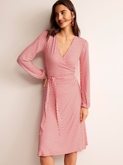 Boden Red Joanna Jersey Midi Wrap Dress - Image 1 of 6