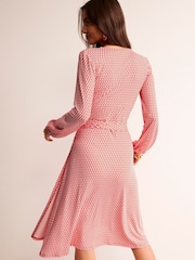 Boden Red Joanna Jersey Midi Wrap Dress - Image 2 of 6