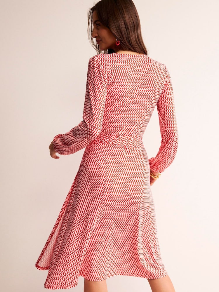 Boden Red Joanna Jersey Midi Wrap Dress - Image 2 of 6