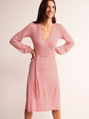 Boden Red Joanna Jersey Midi Wrap Dress - Image 3 of 6