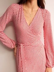 Boden Red Joanna Jersey Midi Wrap Dress - Image 4 of 6