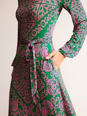 Boden Green Placement Print Jersey Dress - Image 4 of 5