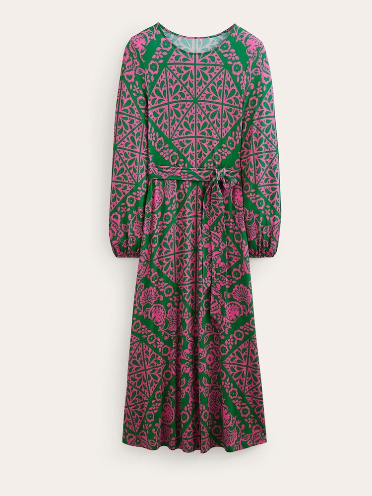 Boden Green Placement Print Jersey Dress - Image 5 of 5
