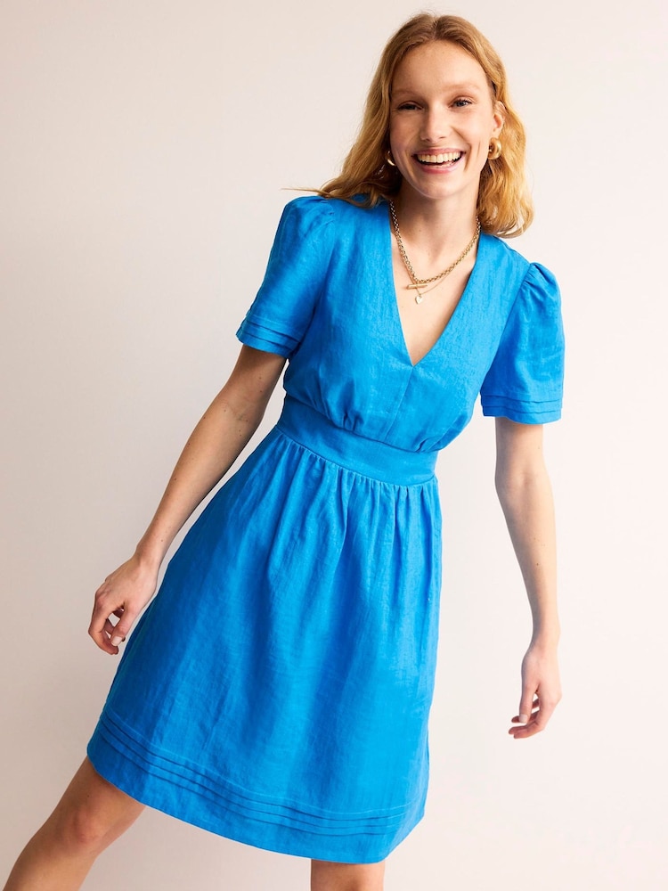 Boden Blue Eve Linen Short Dress - Image 1 of 6